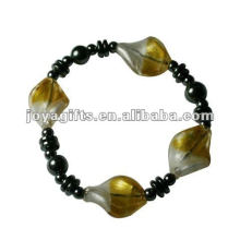 Moda Hematite Lampwork pulsera con cuentas